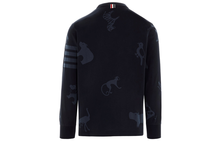 Lookbook 톰브라운 네이비 스트라이프 크루넥 긴팔 티셔츠 MJS129A-06925-415