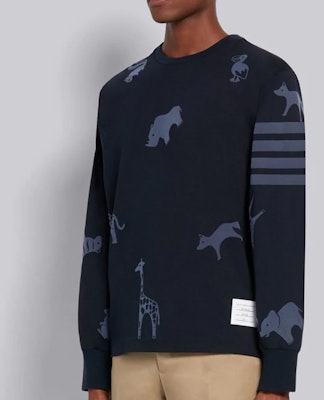 톰브라운 네이비 스트라이프 크루넥 긴팔 티셔츠 MJS129A-06925-415 Details for 톰브라운 네이비 스트라이프 크루넥 긴팔 티셔츠 MJS129A-06925-415