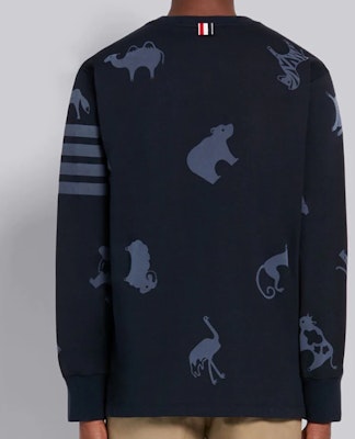 톰브라운 네이비 스트라이프 크루넥 긴팔 티셔츠 MJS129A-06925-415 Sizing 톰브라운 네이비 스트라이프 크루넥 긴팔 티셔츠 MJS129A-06925-415