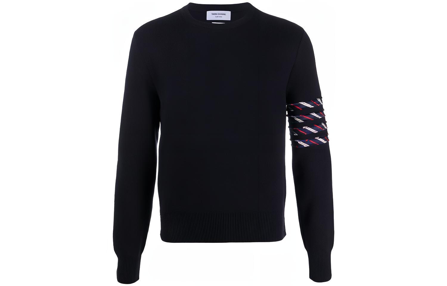 Thom Browne Navy Blue Crewneck Long Sleeve Knit Sweater Pullover MKA352A-Y3007-415