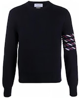 Thom Browne Navy Blue Crewneck Long Sleeve Knit Sweater Pullover MKA352A-Y3007-415 Thom Browne Navy Blue Crewneck Long Sleeve Knit Sweater Pullover MKA352A-Y3007-415