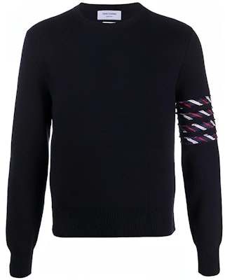 톰 브라운 네이비 블루 크루넥 긴소매 니트 스웨터 풀오버 MKA352A-Y3007-415 Buy 톰 브라운 네이비 블루 크루넥 긴소매 니트 스웨터 풀오버 MKA352A-Y3007-415