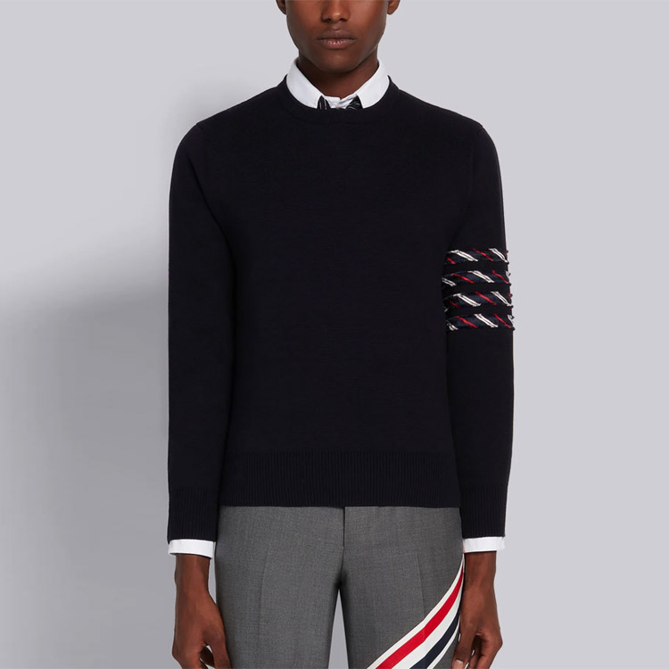 Lookbook 톰 브라운 네이비 블루 크루넥 긴소매 니트 스웨터 풀오버 MKA352A-Y3007-415