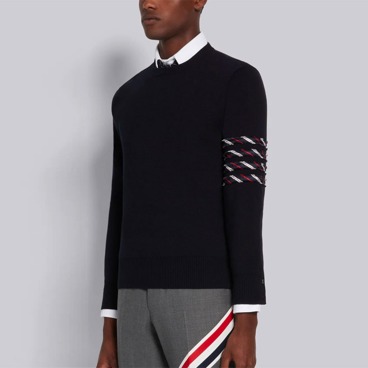 Purchase 톰 브라운 네이비 블루 크루넥 긴소매 니트 스웨터 풀오버 MKA352A-Y3007-415