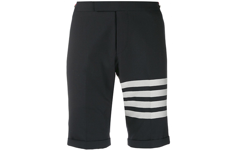 Order Thom Browne Pantalones Cortos Casuales de Algodón Azul Marino Cuatro Rayas MTC188A-06146-415