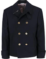 Thom Browne Navy Blue Solid Double-Breasted Long Sleeve Jacket MOC957A-F0500-415 Thom Browne Navy Blue Solid Double-Breasted Long Sleeve Jacket MOC957A-F0500-415