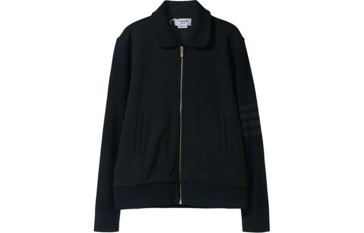 Thom Browne Navy Blue Solid Slim-Fit Zip-Up Long Sleeve Jacket for Men MJT235A-03377-415