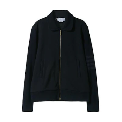 Thom Browne Navy Blue Solid Slim-Fit Zip-Up Long Sleeve Jacket for Men MJT235A-03377-415