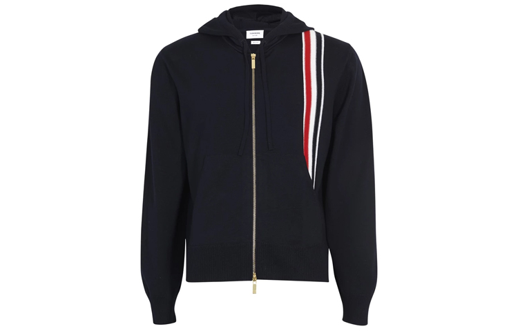 Order THOM BROWNE Navy Blue Striped Metallic Zip Sweatshirt Lelaki MKC287A-00014-415