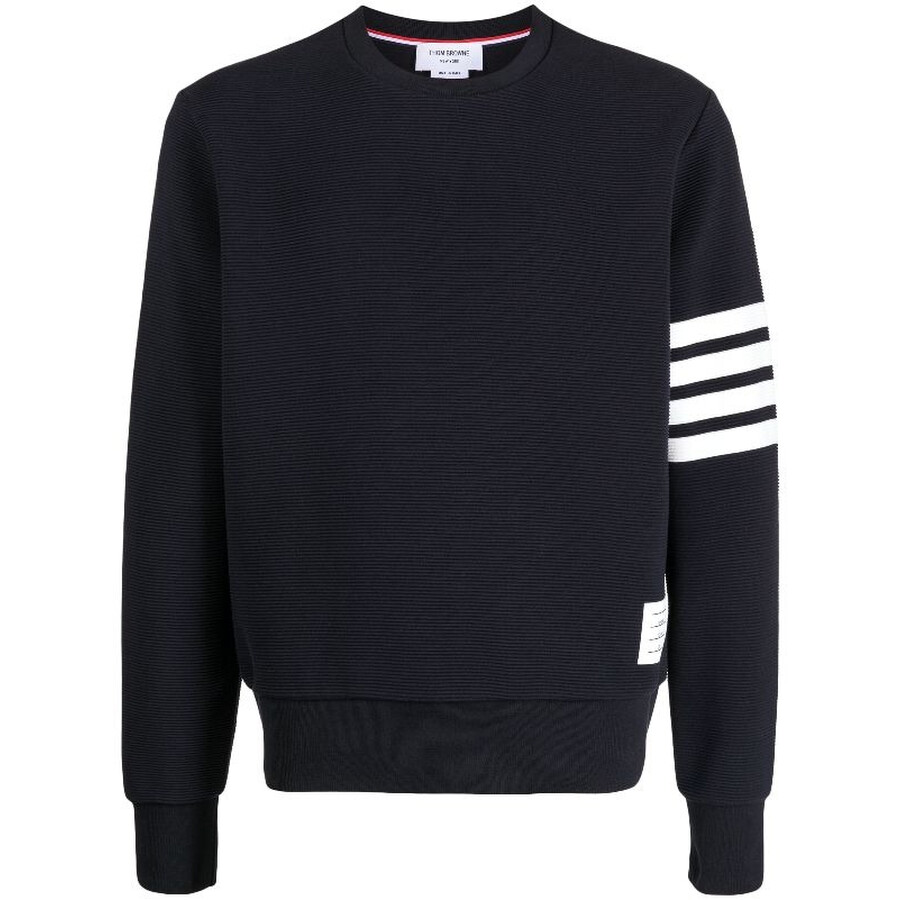 Thom Browne Navy Blue Striped Print Crewneck Pullover Sweatshirt MJT330A-08138-415