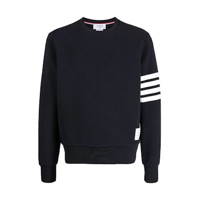 Thom Browne Navy Blue Striped Print Crewneck Pullover Sweatshirt MJT330A-08138-415