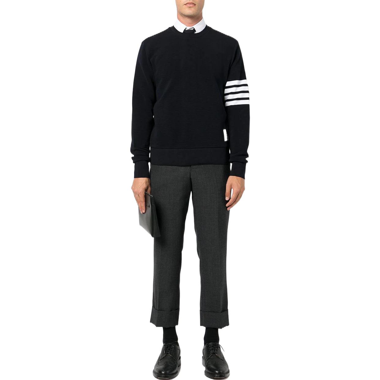 Thom Browne Navy Blue Striped Print Crewneck Pullover Sweatshirt MJT330A-08138-415 圖 3