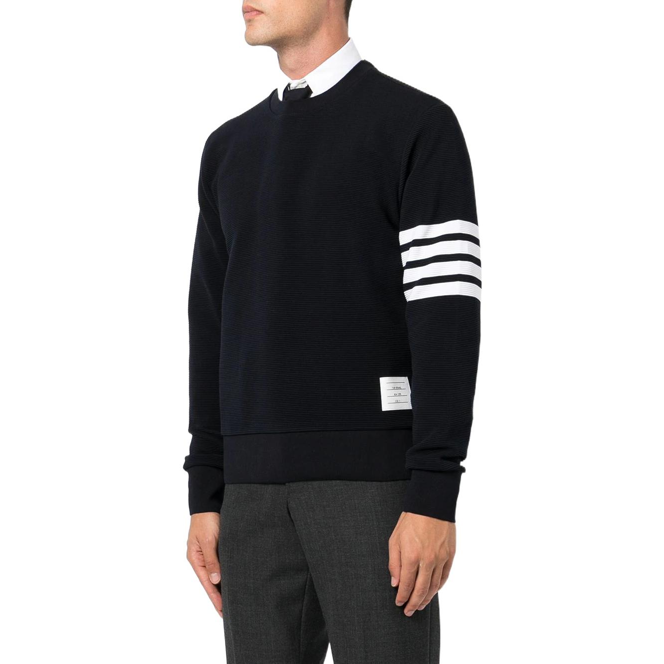 Thom Browne Navy Blue Striped Print Crewneck Pullover Sweatshirt MJT330A-08138-415 圖 5