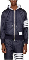 Thom Browne Navy Blue Zipper Hooded Jacket MJT057A-02399-415 Thom Browne Navy Blue Zipper Hooded Jacket MJT057A-02399-415
