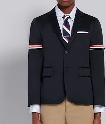 Blazer Transpirable Azul Marino Thom Browne con Rayas - Colección de Otoño MJU527A-03788-415 Purchase Blazer Transpirable Azul Marino Thom Browne con Rayas - Colección de Otoño MJU527A-03788-415