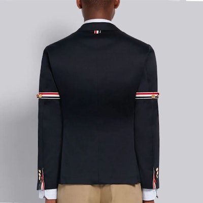 Blazer Transpirable Azul Marino Thom Browne con Rayas - Colección de Otoño MJU527A-03788-415 Details for Blazer Transpirable Azul Marino Thom Browne con Rayas - Colección de Otoño MJU527A-03788-415