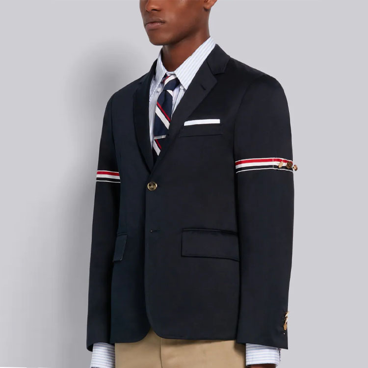 Sizing Blazer Transpirable Azul Marino Thom Browne con Rayas - Colección de Otoño MJU527A-03788-415
