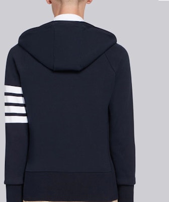 톰 브라운 네이비 클래식 4-스트라이프 남성 지퍼 후드티 MJT022H-00535-461 Purchase 톰 브라운 네이비 클래식 4-스트라이프 남성 지퍼 후드티 MJT022H-00535-461