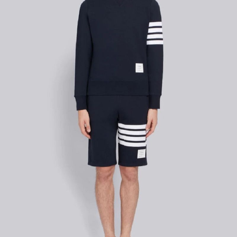 Sizing 汤姆·布朗 海军蓝经典条纹休闲短裤 男女同款系列 MJQ012H-00535-461