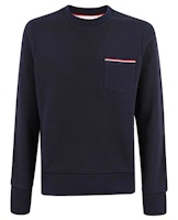 THOM BROWNE Navy Cotton Ribbed Pullover Crewneck Sweatshirt MJT234A-03377-415 THOM BROWNE Navy Cotton Ribbed Pullover Crewneck Sweatshirt MJT234A-03377-415