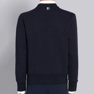 トムブラウン ネイビー コットンリブ クルーネックスウェットシャツ MJT234A-03377-415 Purchase トムブラウン ネイビー コットンリブ クルーネックスウェットシャツ MJT234A-03377-415