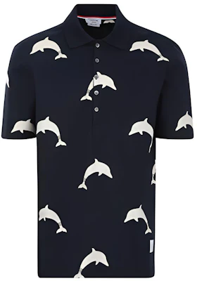 THOM BROWNE Navy Dolphin Print Kaos Polo Lengan Pendek. MJP078A-06463-415 Buy THOM BROWNE Navy Dolphin Print Kaos Polo Lengan Pendek. MJP078A-06463-415