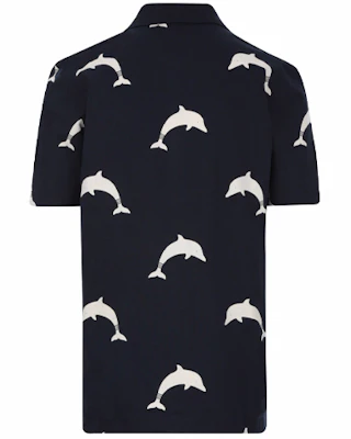 THOM BROWNE Navy Dolphin Print Kaos Polo Lengan Pendek. MJP078A-06463-415 Lookbook THOM BROWNE Navy Dolphin Print Kaos Polo Lengan Pendek. MJP078A-06463-415
