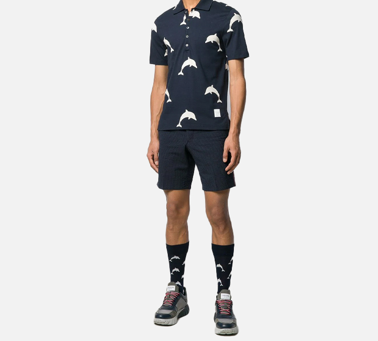 Purchase THOM BROWNE Navy Dolphin Print Kaos Polo Lengan Pendek. MJP078A-06463-415