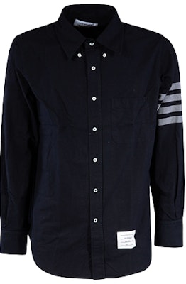 トムブラウン メンズ ネイビー アイビークラシック 4バー ストライプ 長袖シャツ MWL272A-05245-415 Buy トムブラウン メンズ ネイビー アイビークラシック 4バー ストライプ 長袖シャツ MWL272A-05245-415