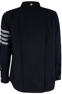 トムブラウン メンズ ネイビー アイビークラシック 4バー ストライプ 長袖シャツ MWL272A-05245-415 Lookbook トムブラウン メンズ ネイビー アイビークラシック 4バー ストライプ 長袖シャツ MWL272A-05245-415