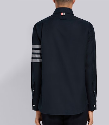 トムブラウン メンズ ネイビー アイビークラシック 4バー ストライプ 長袖シャツ MWL272A-05245-415 Purchase トムブラウン メンズ ネイビー アイビークラシック 4バー ストライプ 長袖シャツ MWL272A-05245-415