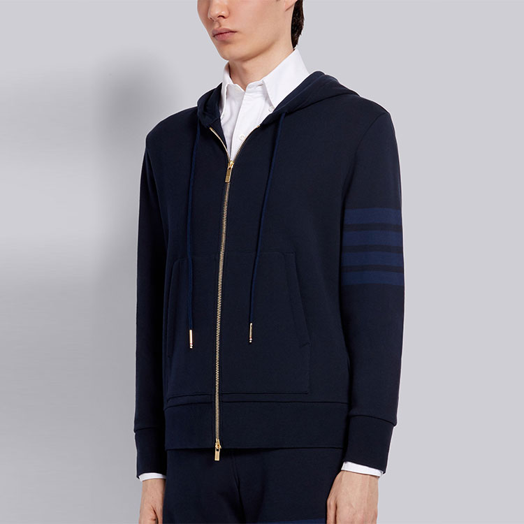 Details for Thom Browne Hoodie Navy Ivy Classic dengan Four-Bar Stripes. MJT249A-06910-415