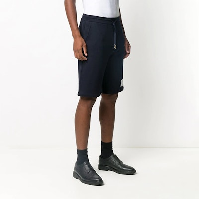 トム ブラウン ネイビー ミッドライズ カジュアル ショーツ トリプルストライプ付き MJQ096A-03377-415 Details for トム ブラウン ネイビー ミッドライズ カジュアル ショーツ トリプルストライプ付き MJQ096A-03377-415