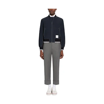 Thom Browne Navy Mixed-Blend Buttoned Flight Jacket MJT342A-07651-415