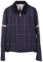 Thom Browne Navy Plaid Zip-Up Long Sleeve Jacket MJO152C-07634-415 Thom Browne Navy Plaid Zip-Up Long Sleeve Jacket MJO152C-07634-415
