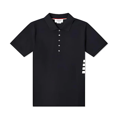 THOM BROWNE Navy Polo Shirt with Four Side Stripes MJP110A00050-415