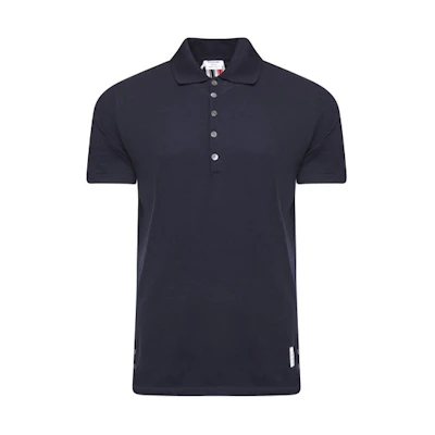 Thom Browne Navy Polo with Central Back Stripe Detail MJP042A-00050-415