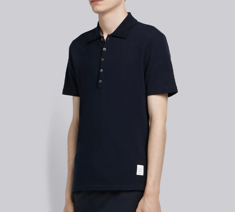 Details for Thom Browne Polo Azul Marino con Detalle de Raya Central en la Espalda. MJP042A-00050-415