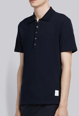 Thom Browne Polo Azul Marino con Detalle de Raya Central en la Espalda. MJP042A-00050-415 Details for Thom Browne Polo Azul Marino con Detalle de Raya Central en la Espalda. MJP042A-00050-415