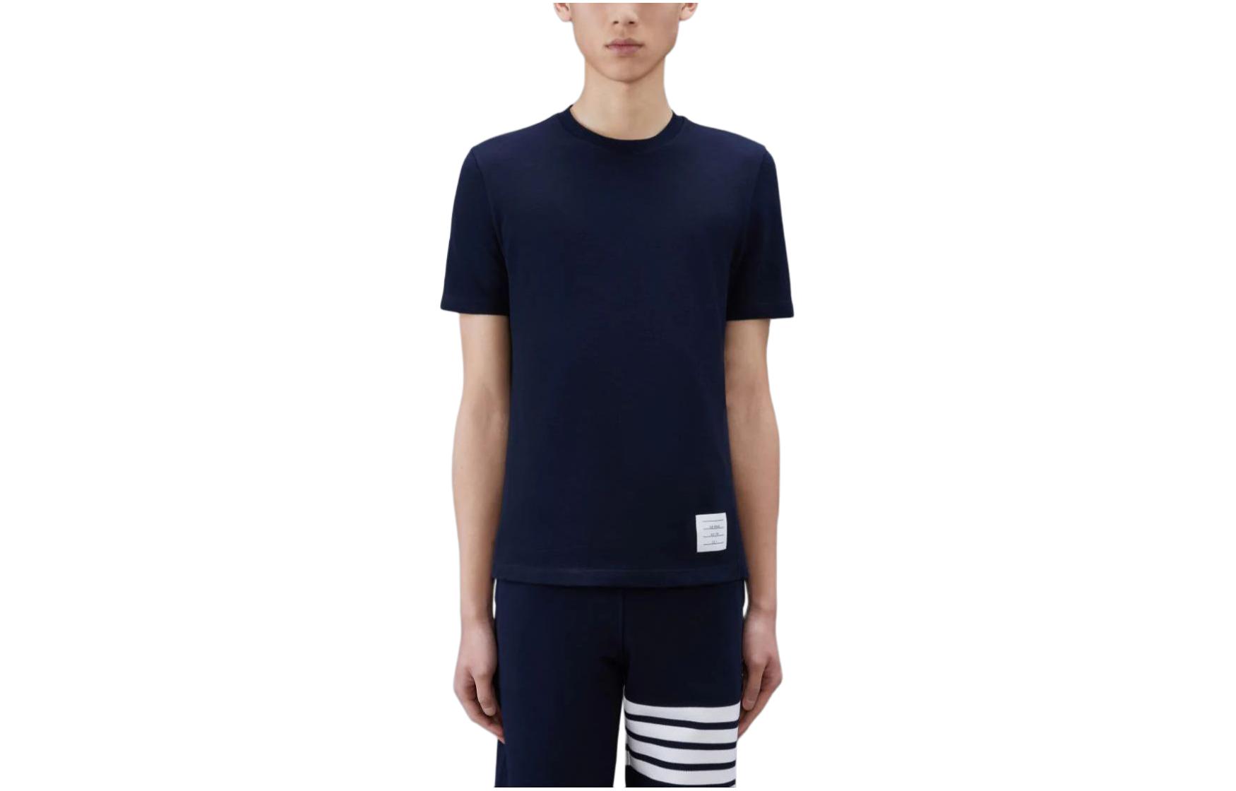 Thom Browne Navy Striped Short Sleeve T-Shirt Summer MJS123A-00050-415