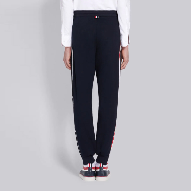 Purchase Thom Browne Seluar Jogger Navy dengan Jalur Sisi MJQ091A-6168-415