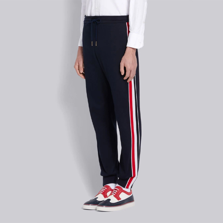 Details for Thom Browne Seluar Jogger Navy dengan Jalur Sisi MJQ091A-6168-415
