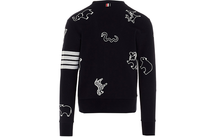 THOM BROWNE Navy V-neck Knit Sweater 4-Bar Animal Print Embroidery MJT257E-00050-415 圖 3