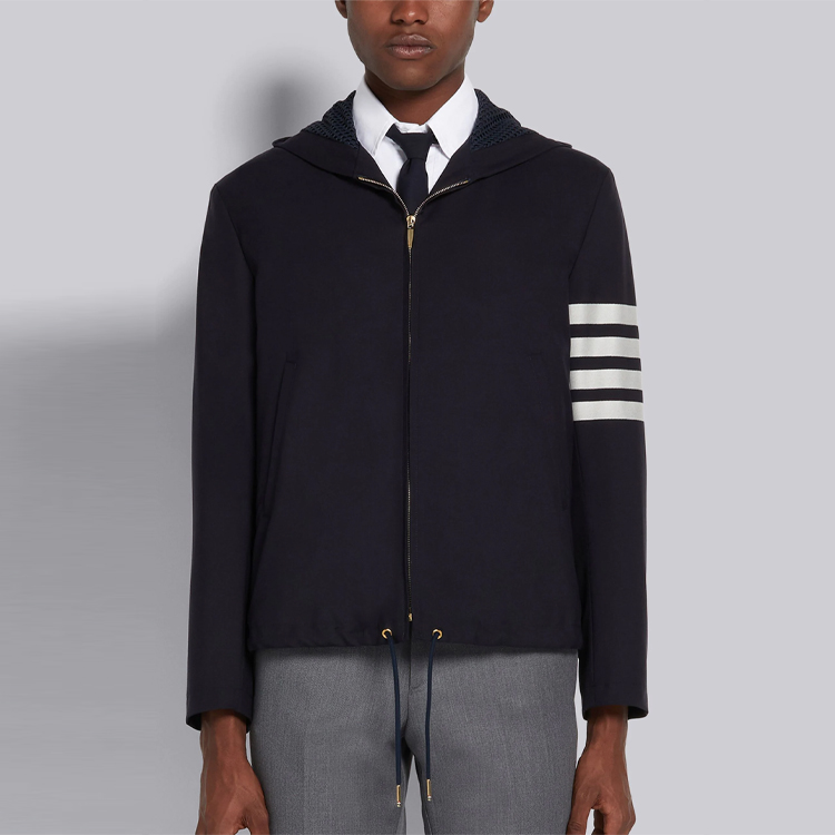 Thom Browne Navy Wool Jacket with Four-Bar Stripes Hoodie MJO136A-06146-415 圖 3