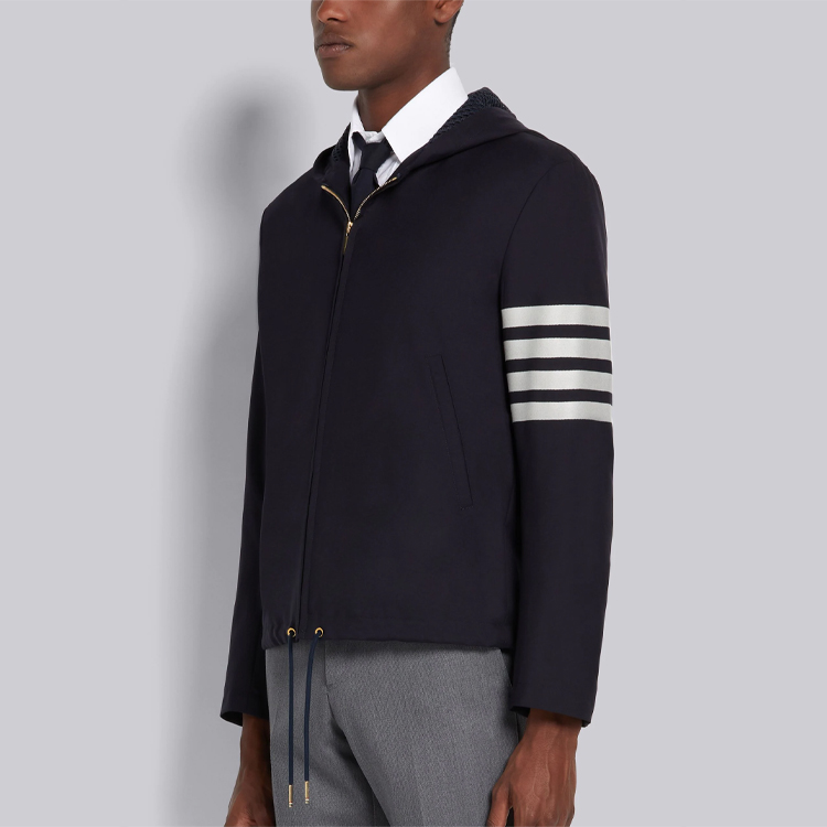 Thom Browne Navy Wool Jacket with Four-Bar Stripes Hoodie MJO136A-06146-415 圖 5