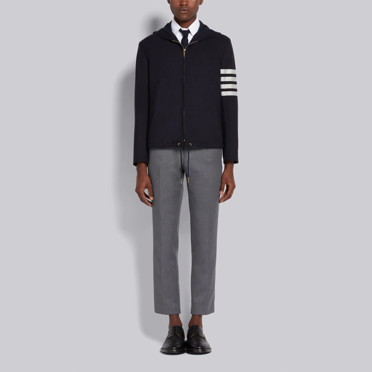 Thom Browne Navy Wool Jacket with Four-Bar Stripes Hoodie MJO136A-06146-415 圖 6