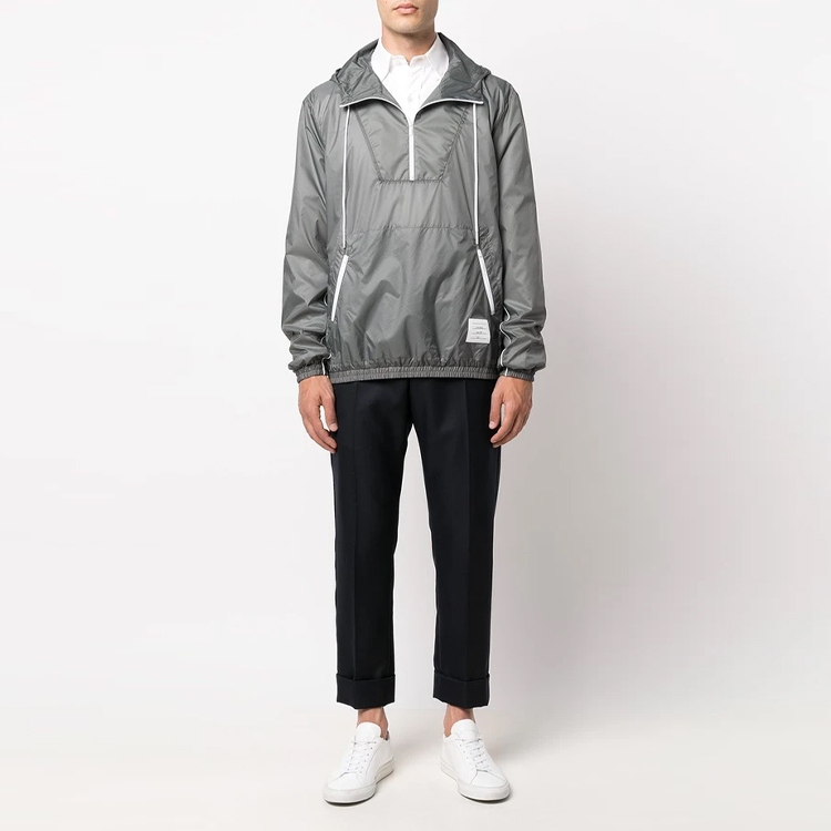 Thom Browne Nylon Drawstring Half-Zip Hooded Jacket Grey Men’s MJT285A-06859-045 圖 4