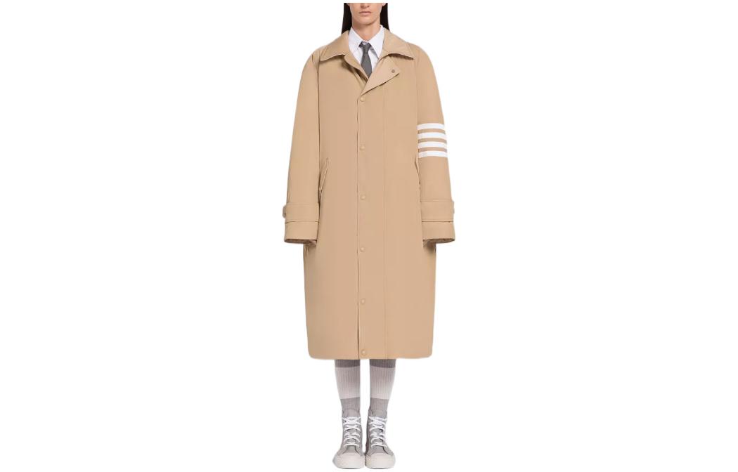 Order Thom Browne Olive Series Jas Panjang Unisex 4-Stripe Single-Breasted. MOD079X-07259-250