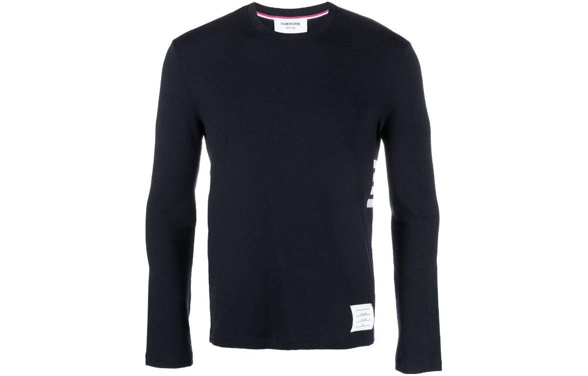 Order トムブラウン パッチロゴ クルーネック セーター メンズ ネイビーブルー MJS218A-J0084-415