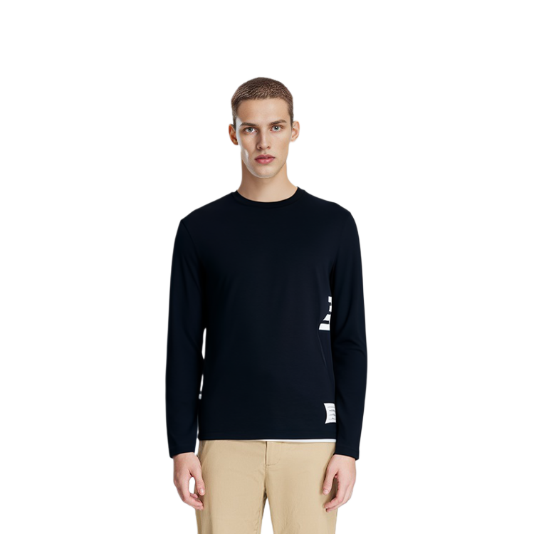 Details for トムブラウン パッチロゴ クルーネック セーター メンズ ネイビーブルー MJS218A-J0084-415
